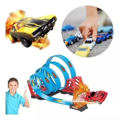 A Pista Express Wheels Extreme Com 4 Loop 360 Multikids Azul Imagem de A Pista Express Wheels Extreme Com 4 Loop 360 Multikids Azul