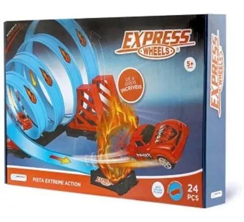 A Pista Express Wheels Extreme Com 4 Loop 360 Multikids Azul Imagem de A Pista Express Wheels Extreme Com 4 Loop 360 Multikids Azul