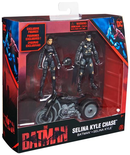 Imagem de A série de filmes Batman 2022 Selina Kyle Chase Set com Batman e Motocicleta