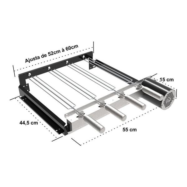 Imagem de A3 Grill Ajustável Black - Motor Giratório para 4 Espetos