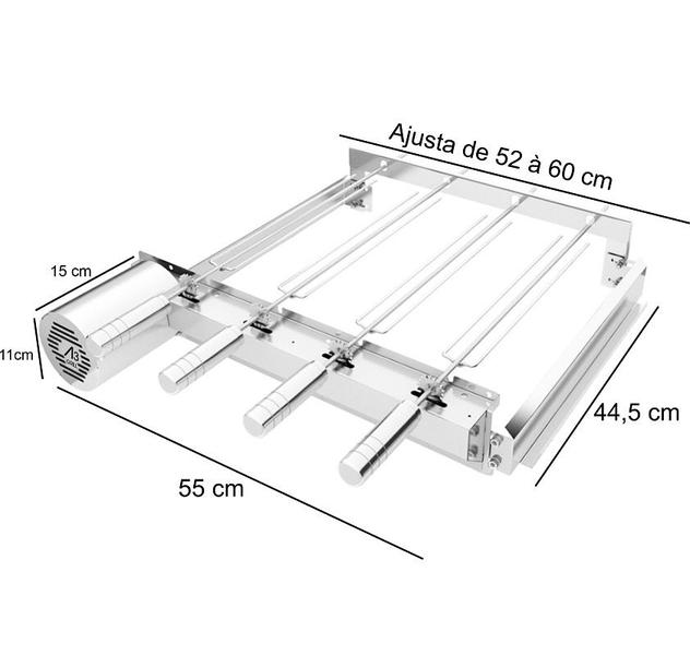 Imagem de A3 Grill Ajustável - Motor Giratório para 4 Espetos