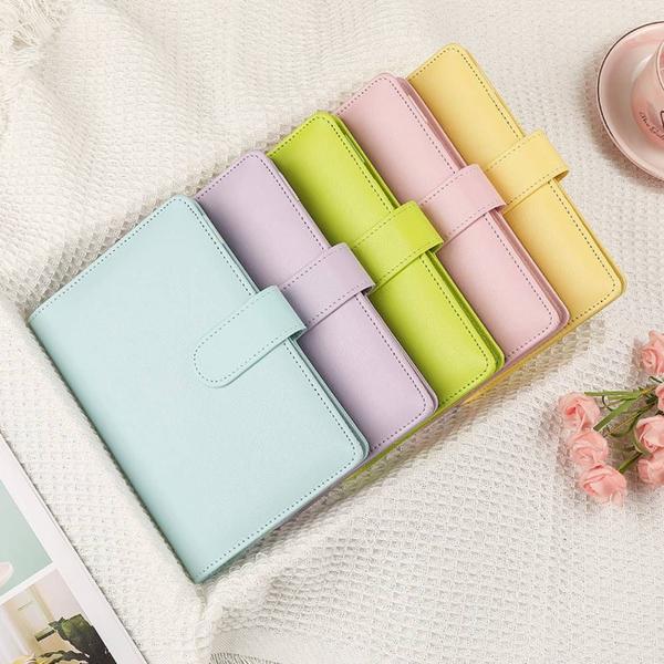 Imagem de A6 Macaron Loose-leaf Ledger, Pu Leather Small Fresh Hand