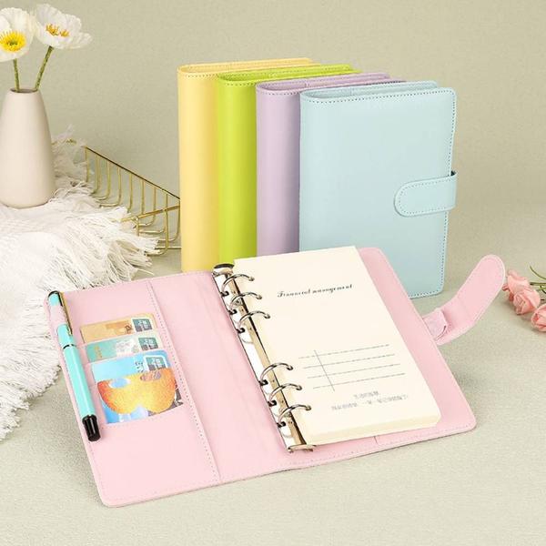 Imagem de A6 Macaron Loose-leaf Ledger, Pu Leather Small Fresh Hand