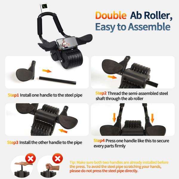 Imagem de Ab Roller Wheel Tixahi com temporizador Automatic Rebound Black