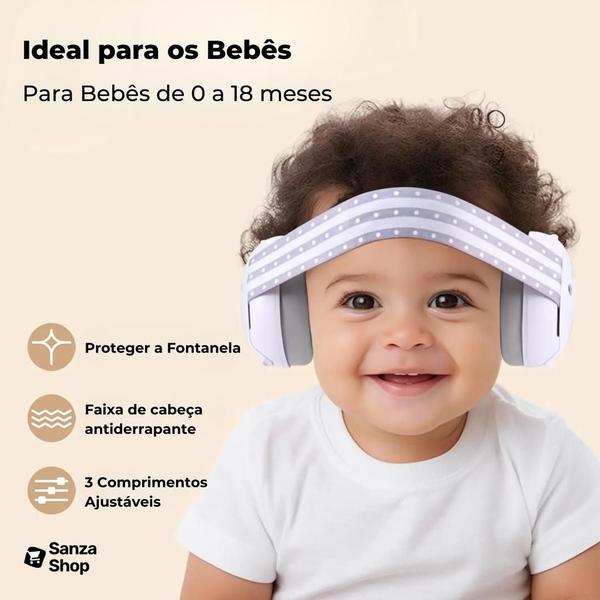 Imagem de Abafador Protetor Som Ruído Bebê Calmo Descanso Dormir Cinza