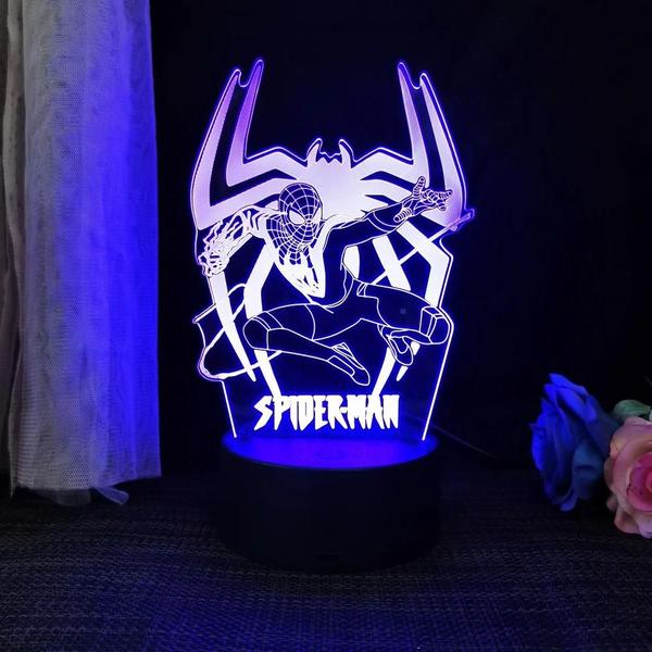 Imagem de Abajur 3D Acrílico do Homem-Aranha - Luminária de Mesa LED USB