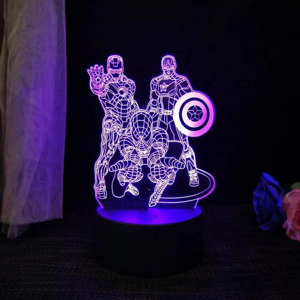 Imagem de Abajur 3D Acrílico do Homem-Aranha - Luminária de Mesa LED USB