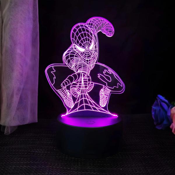 Imagem de Abajur 3D Acrílico do Homem-Aranha - Luminária de Mesa LED USB