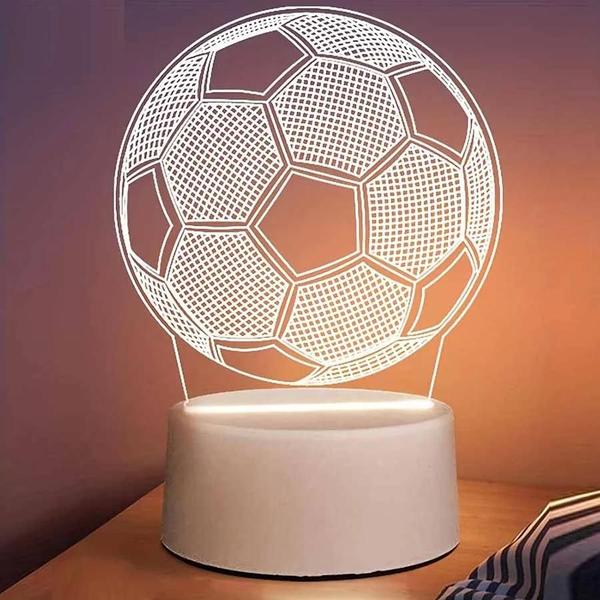 Imagem de Abajur 3D LED de Futebol - Luminária de Mesa USB para Quarto - Presente Temático