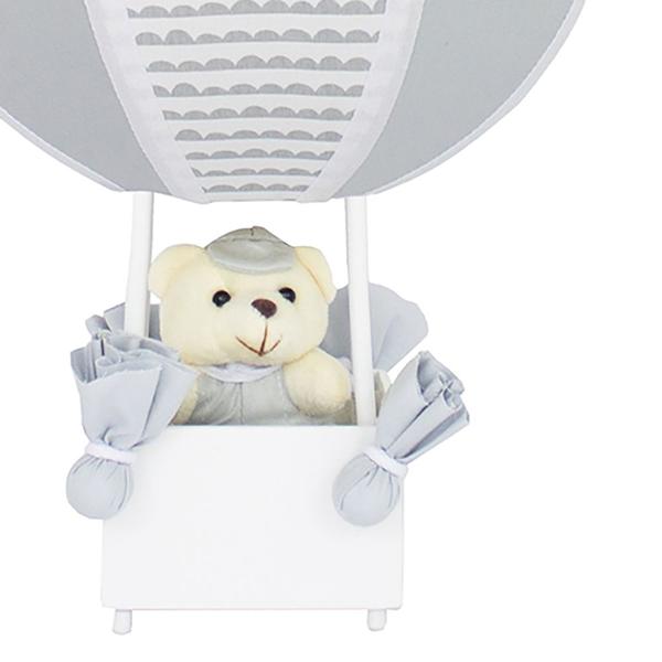 Imagem de Abajur Balãozinho Urso Ondinha Cinza Quarto Bebê Infantil