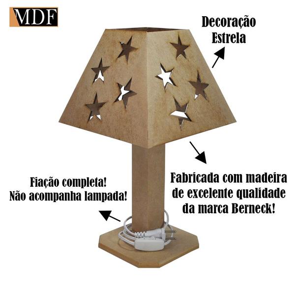 Imagem de Abajur Bebê Estrela Bivolt 21x21x37 Mdf Madeira