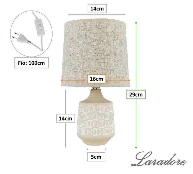 Abajur Bege e Cúpula Palha - Luminária de Mesa Quarto / Sala - Laradore Imagem de Abajur Bege e Cúpula Palha - Luminária de Mesa Quarto / Sala