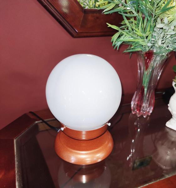 Imagem de Abajur Bola de Cristal Cobre C/Esfera 10x15 Branco brilho