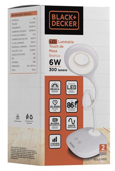 Imagem de Abajur Branco LED 6W Black & Decker, Bivolt, Luz 6500K