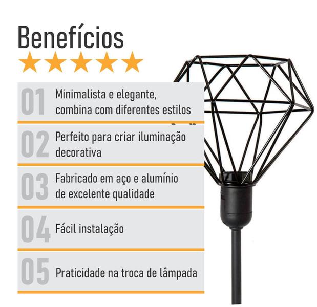 Imagem de Abajur Coluna Diamante - Preto