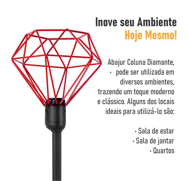 Imagem de Abajur Coluna Diamante - Vermelho