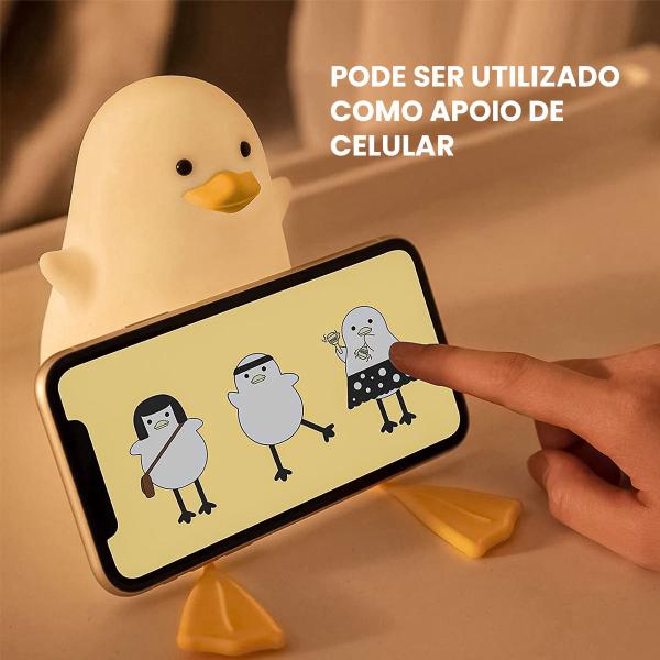 Imagem de Abajur De Mesa Luminária De Mesa Infantil Pato Silicone LED