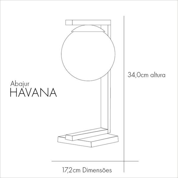 Abajur De Mesa Quarto Escritório Moderno C/ Cúpula Globo Havana E27 Startec Imagem de Abajur De Mesa Quarto Escritório Moderno C/ Cúpula Globo Havana E27 Startec