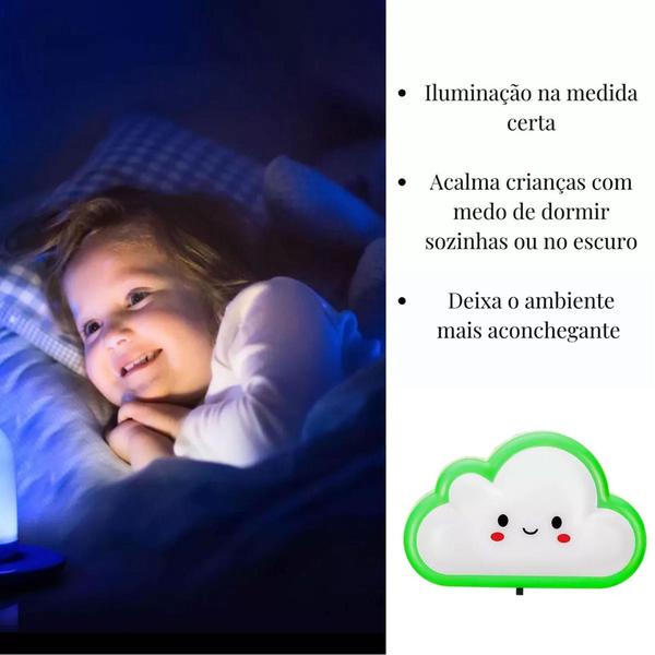 Imagem de Abajur De Tomada Infantil Luz Noturna Led Nuvem - Verde