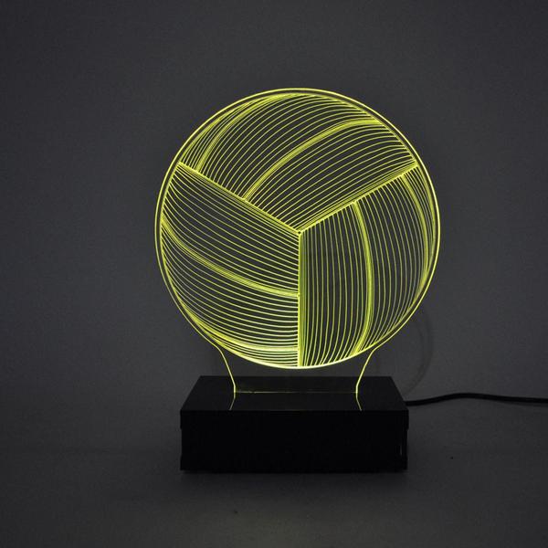 Imagem de Abajur e Luminária Bola de Vôlei de Acrílico Com LED Amarelo - Universo Acrílico