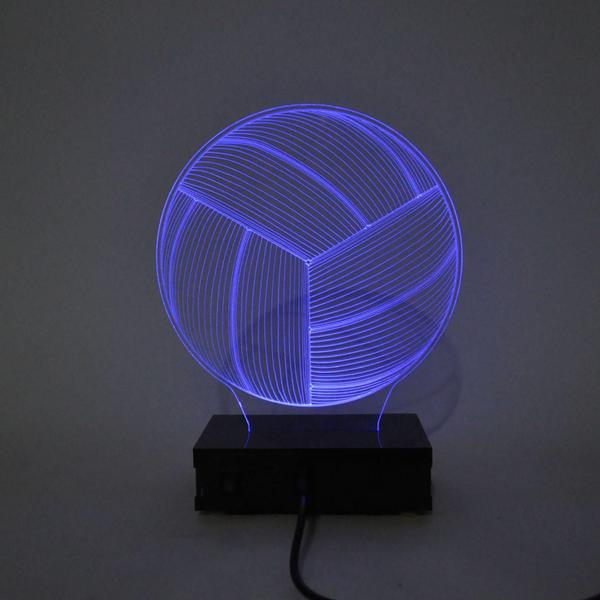 Imagem de Abajur e Luminária Bola de Vôlei de Acrílico Com LED Azul - Universo Acrílico