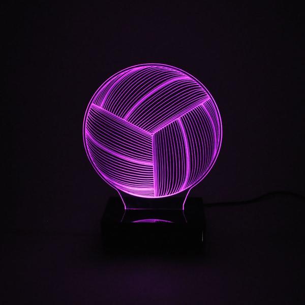 Imagem de Abajur e Luminária Bola de Vôlei de Acrílico Com LED Rosa