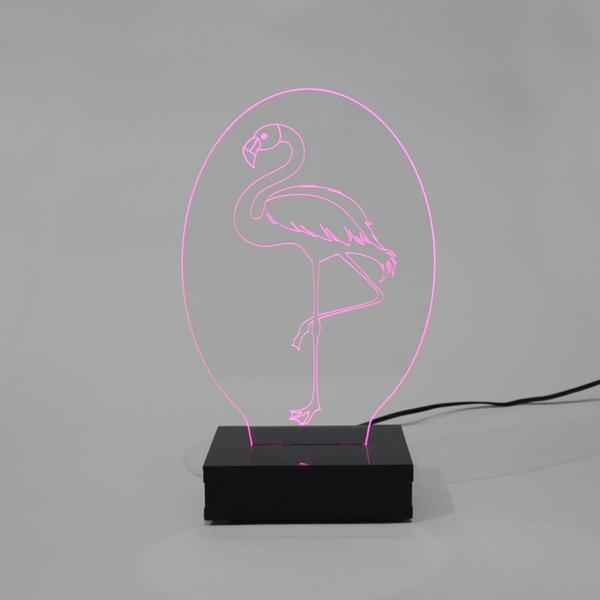 Imagem de Abajur e Luminária Flamingo LED Rosa - Universo Acrílico