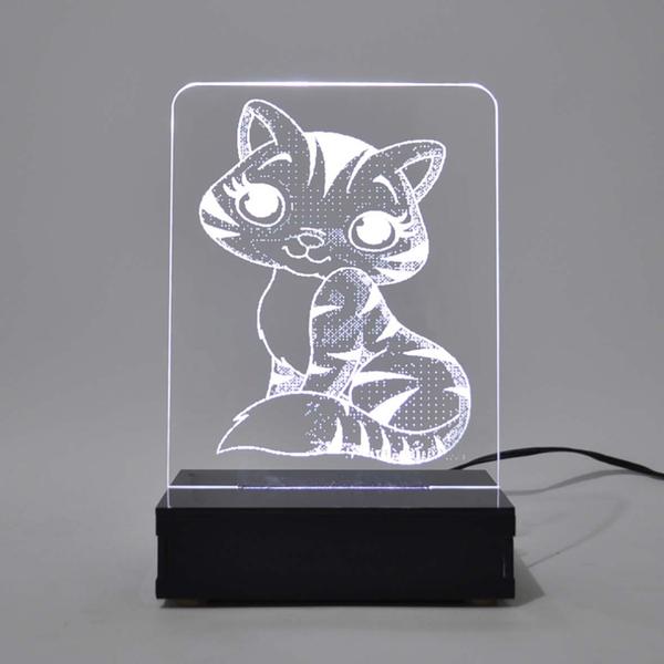 Imagem de Abajur e Luminária Gato Gatinho de Acrílico com LED Branco