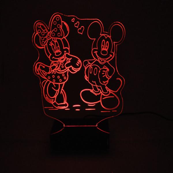 Imagem de Abajur e Luminária Mickey e Minnie de Acrílico com LED Vermelho