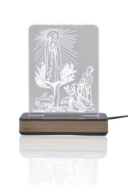 Imagem de Abajur e Luminária Nossa Senhora de Fátima Com LED Branco - Universo Acrílico