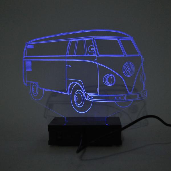 Imagem de Abajur e Luminária Perua Kombi de Acrílico Com LED Azul