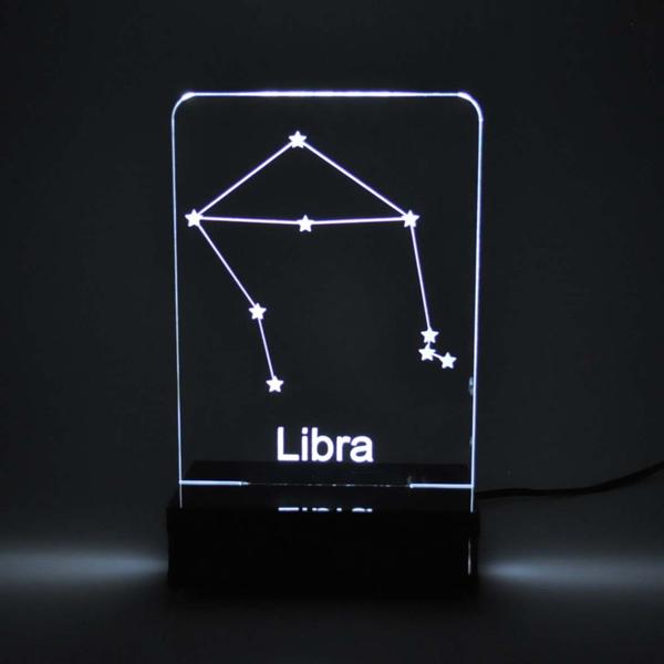 Imagem de Abajur e Luminária Signo Libra de Acrílico com LED Branco