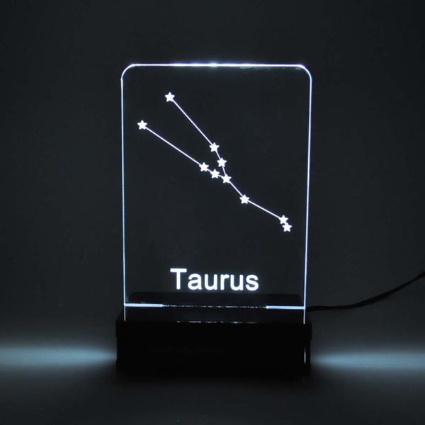 Imagem de Abajur e Luminária Signo Touro de Acrílico com LED Branco