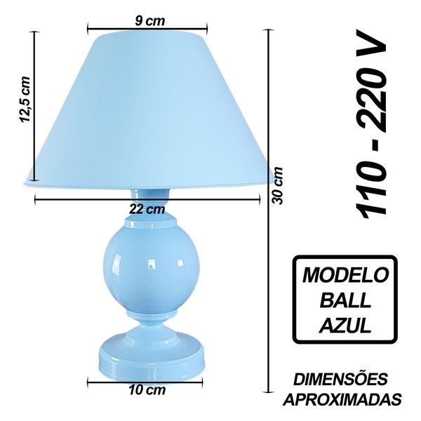 Imagem de Abajur Infantil Ball Menino Luminária para Quarto de Bebê  Cor Azul Bebê