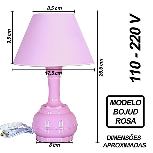 Imagem de Abajur Infantil Bojudinho Menina Luminária para Quarto de Bebê  Cor Rosa