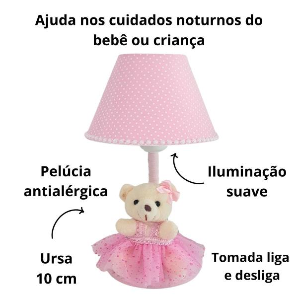 Imagem de Abajur Infantil De Mesa Bebê Ursa Rosa Liso