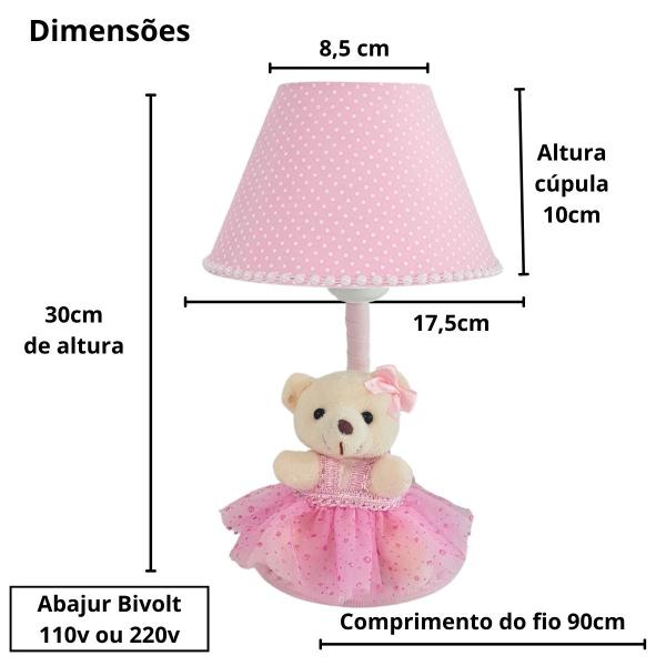 Abajur Infantil De Mesa Bebê Ursa Rosa Liso - Erich Baby Imagem de Abajur Infantil De Mesa Bebê Ursa Rosa Liso
