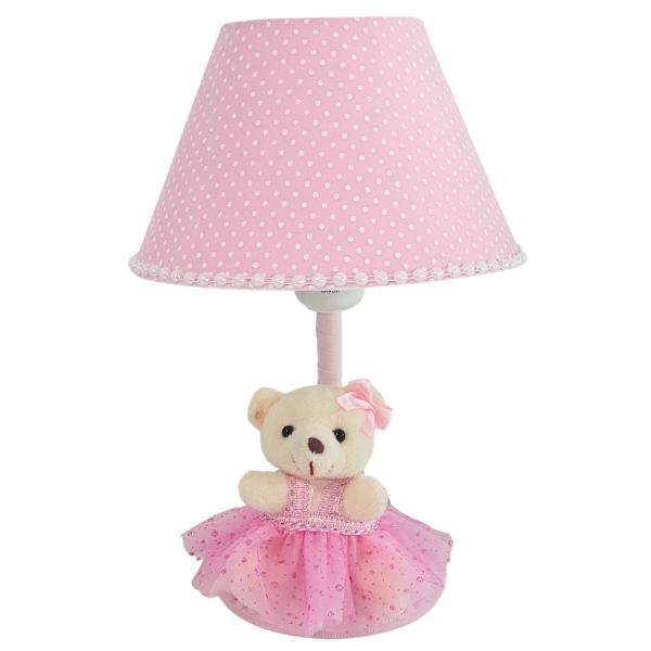 Abajur Infantil De Mesa Bebê Ursa Rosa Liso - Erich Baby Imagem de Abajur Infantil De Mesa Bebê Ursa Rosa Liso
