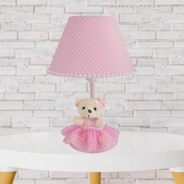 Abajur Infantil De Mesa Bebê Ursa Rosa Liso - Erich Baby Imagem de Abajur Infantil De Mesa Bebê Ursa Rosa Liso