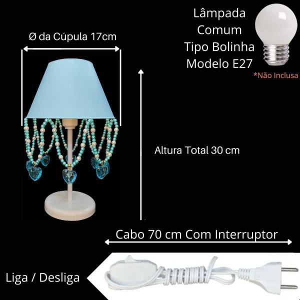 Imagem de Abajur Infantil Decoração Quartinho De Menino Coração ul