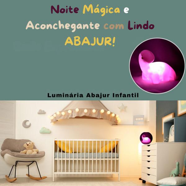 Imagem de Abajur Infantil Dinossauro Menino e Menina Luz de Led Fofa