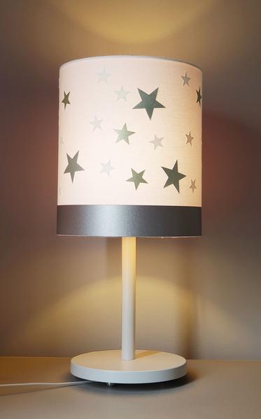 Imagem de Abajur Infantil Estrelas Base Branca Cúpula 20x43 Bivolt Branco