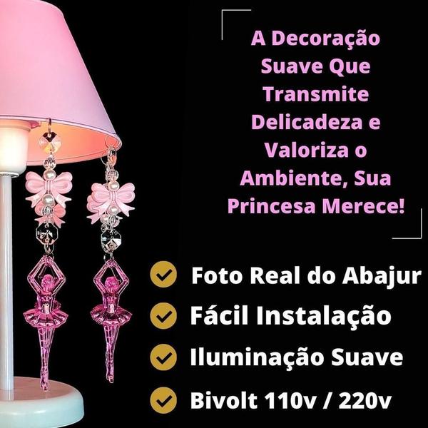 Imagem de Abajur Infantil Lacinhos Decoração Quartinho De Bebê Simples