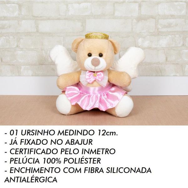 Imagem de Abajur Infantil Luminária Quarto Bebê Ursinha Anjinha Cúpula Branco