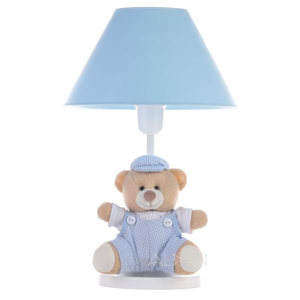 Imagem de Abajur Infantil Menino Bebê Ursinho Ted Azul Cúpula Azul