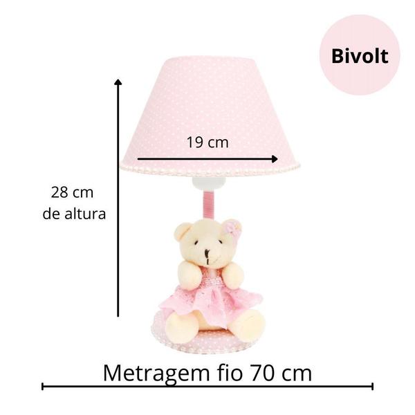 Imagem de Abajur Infantil Para Quarto Bebê Criança Poá Rosa