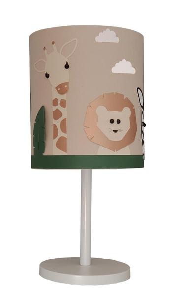 Imagem de Abajur Infantil Safari Cúpula Cáqui Tecido 20X42 Cm