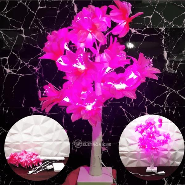 Imagem de Abajur Luminária 18 Leds Árvore Flor Rosas Para Mesa Baixo Consumo de Energia RF01RO