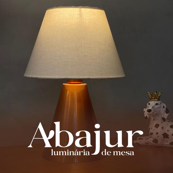 Imagem de Abajur Luminaria Clássico Cobre Com Cúpula tecido Algodão 2 UNIDADES