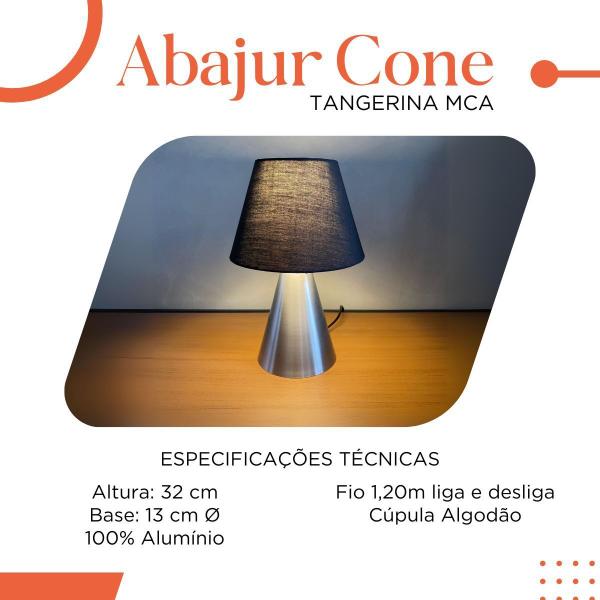 Imagem de Abajur Luminaria Cone Escovado Completo Com Cupula tecido algodão - 2 UNIDADES